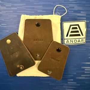 ANDAR Brown Leather Cord Keepers - Set of 3